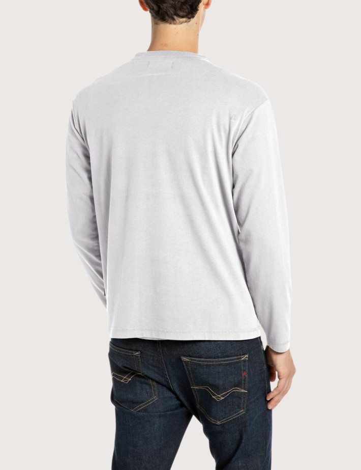 REPLAY T-Shirt Homme Manches Longues Blanc C011 - 2