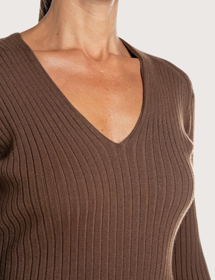 REPLAY Robe Longue en Maille Marron C014 - 3