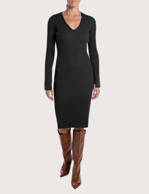 REPLAY Robe Longue en Maille Noir C098