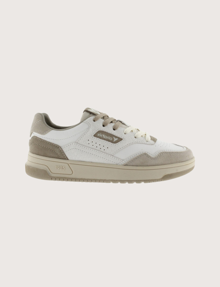VICTORIA Baskets Basses Bi-Matières Homme C80 Blanc Beige