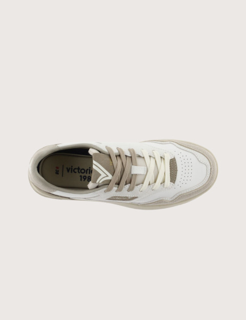 VICTORIA Baskets Basses Bi-Matières Homme C80 Blanc Beige - 4