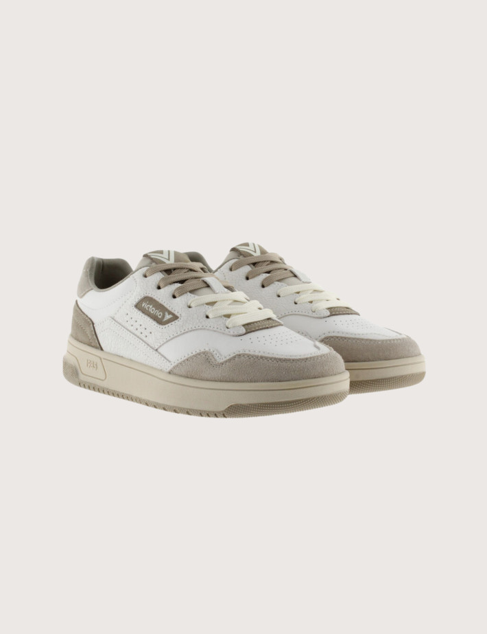 VICTORIA Baskets Basses Bi-Matières Homme C80 Blanc Beige - 5