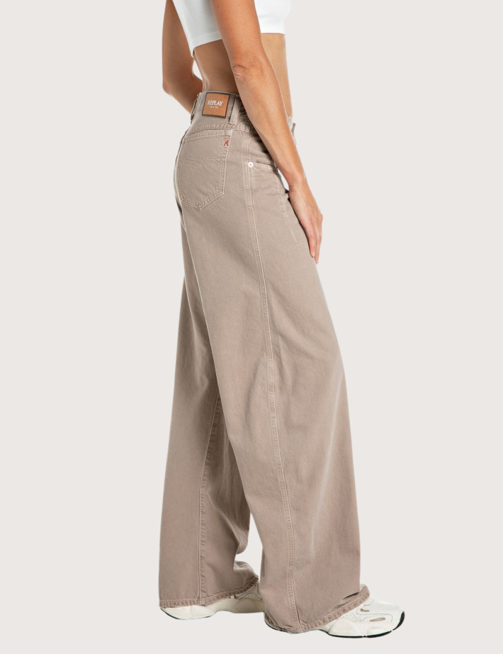 REPLAY Jean Femme Taille Basse Hallebe Beige C01D - 2