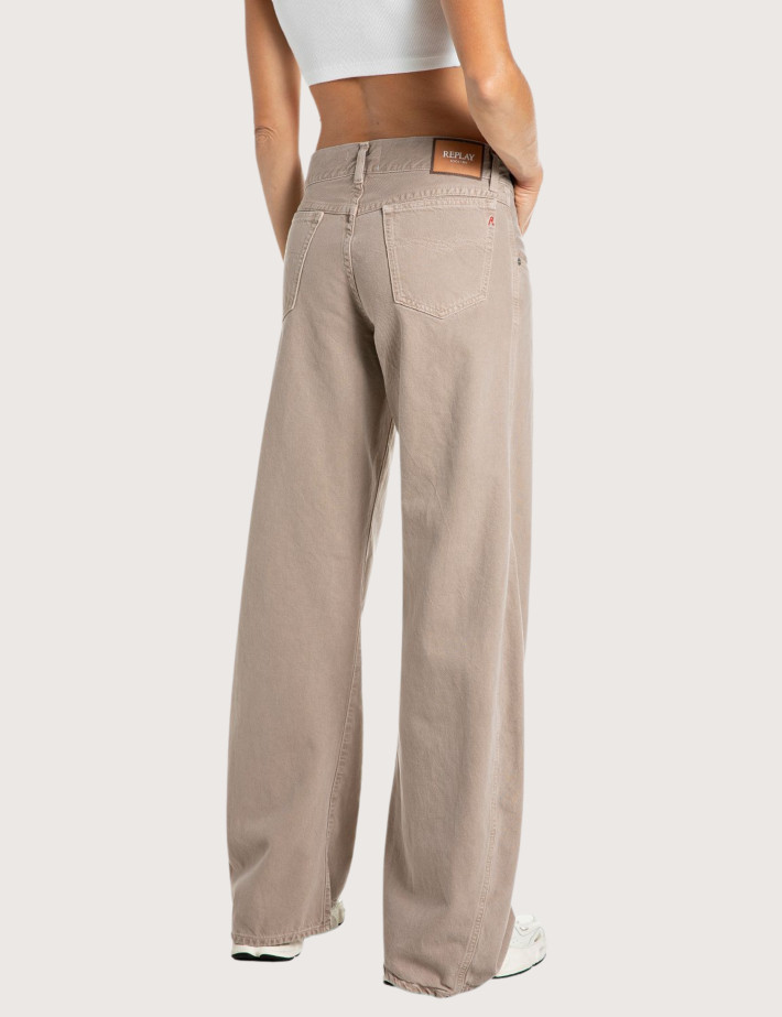 REPLAY Jean Femme Taille Basse Hallebe Beige C01D - 3