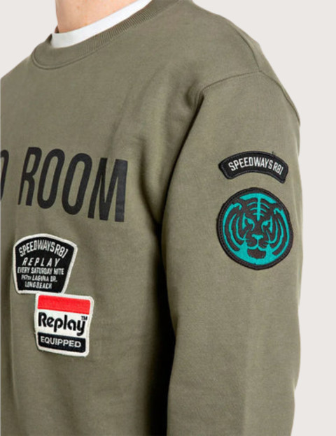 REPLAY Pull Homme Patchs Kaki C00G - 2