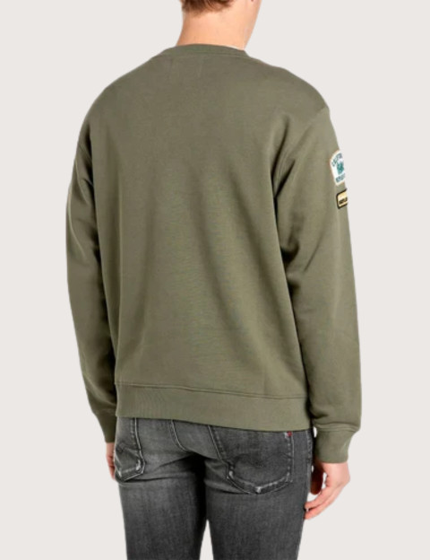 REPLAY Pull Homme Patchs Kaki C00G - 4