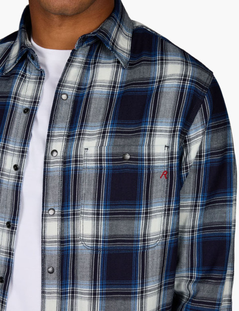 REPLAY Chemise à Carreaux Homme Marine Blanc C050 - 4