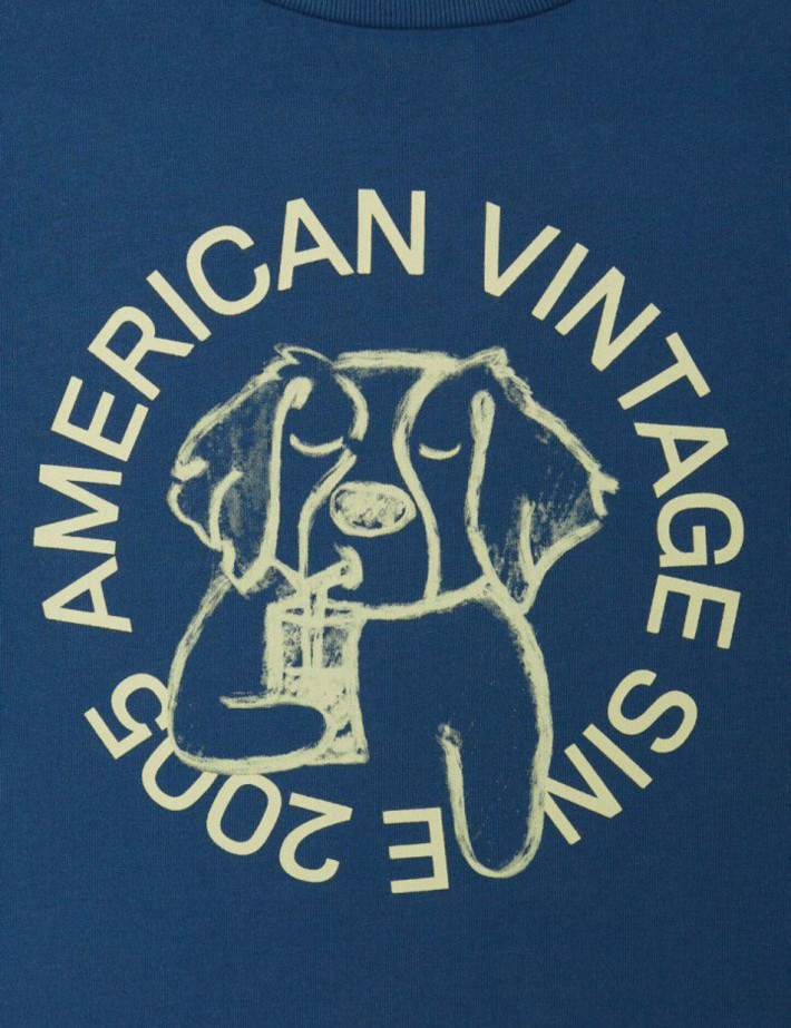 American Vintage T-Shirt Enfant Col Rond Imprimé Fizvalley Bleu Vintage - 4