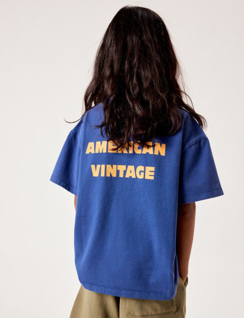 American Vintage T-Shirt Enfant Col Rond Imprimé Fizvalley Bleu Vintage - 6