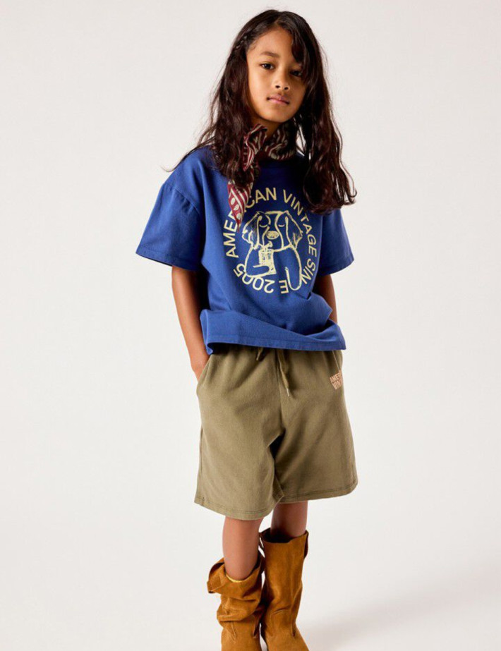 American Vintage T-Shirt Enfant Col Rond Imprimé Fizvalley Bleu Vintage - 2