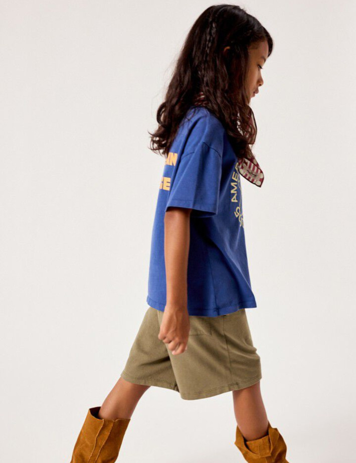 American Vintage T-Shirt Enfant Col Rond Imprimé Fizvalley Bleu Vintage - 8