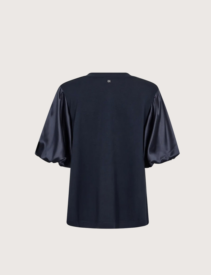 MOS MOSH Sweat Femme Manches Courtes Duba Satiné Marine - 3