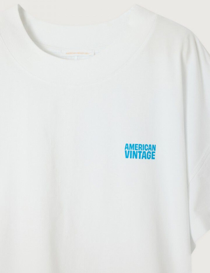 American Vintage T-Shirt Ample Manches Courtes Col Bateau Femme Gixy Blanc - 7
