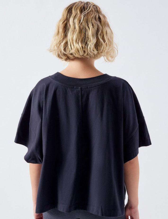 American Vintage T-Shirt Ample Manches Courtes Col Bateau Femme Gixy Noir - 3