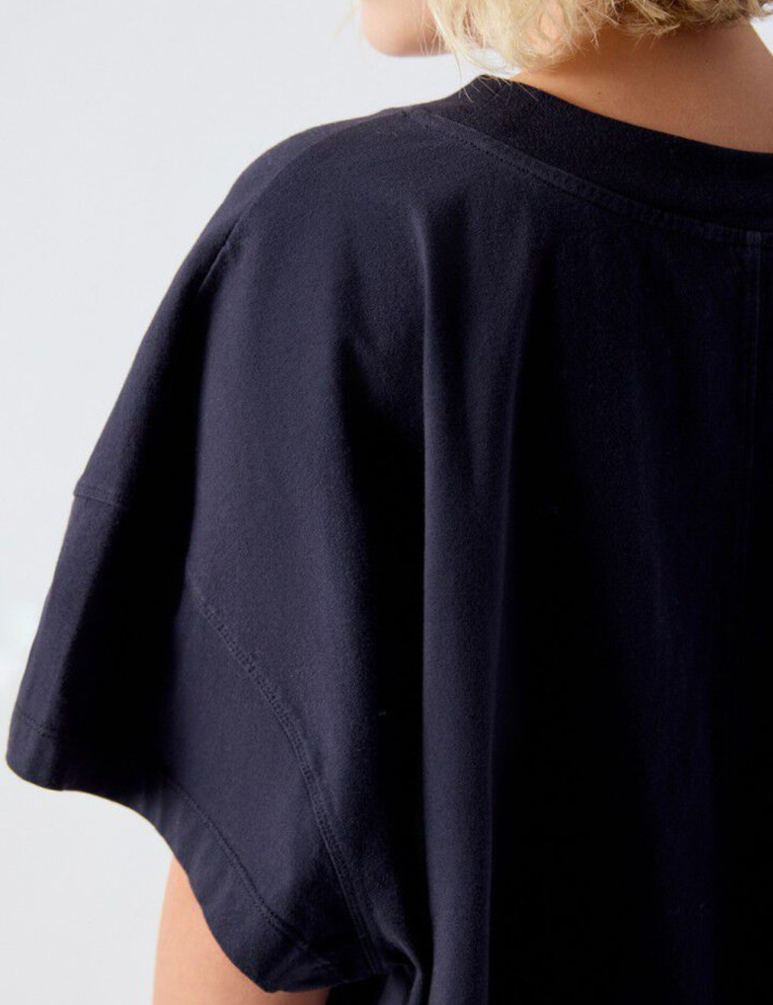 American Vintage T-Shirt Ample Manches Courtes Col Bateau Femme Gixy Noir - 4