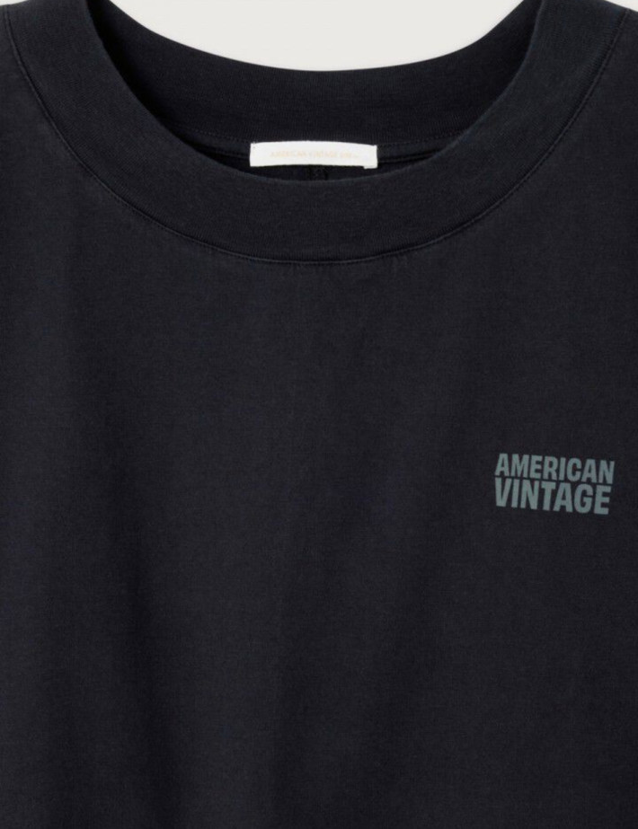 American Vintage T-Shirt Ample Manches Courtes Col Bateau Femme Gixy Noir - 6