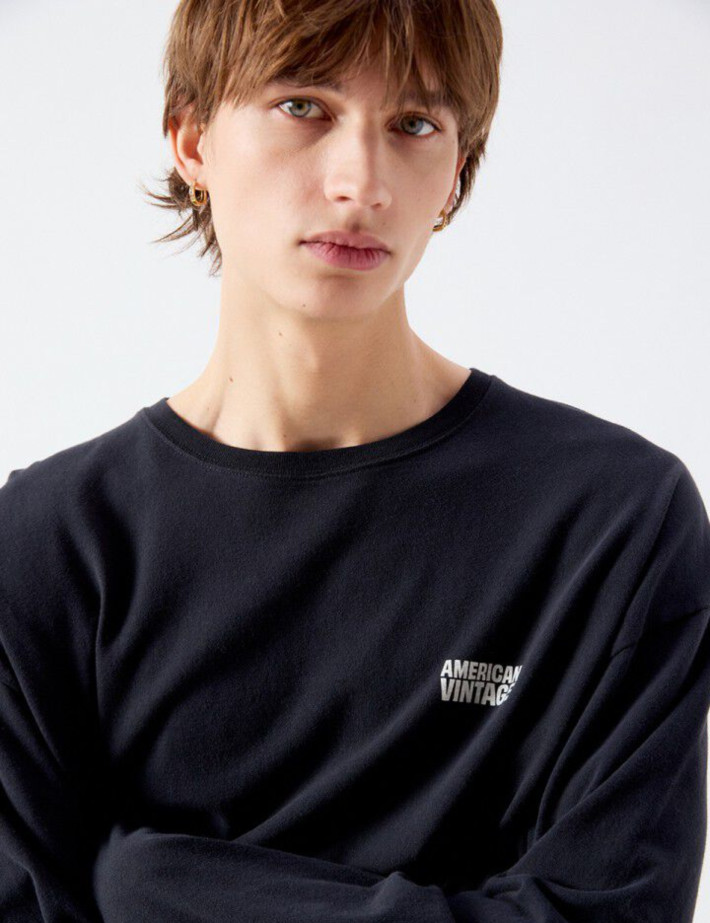American Vintage T-Shirt Homme Manches Longues Ykobow Noir - 4