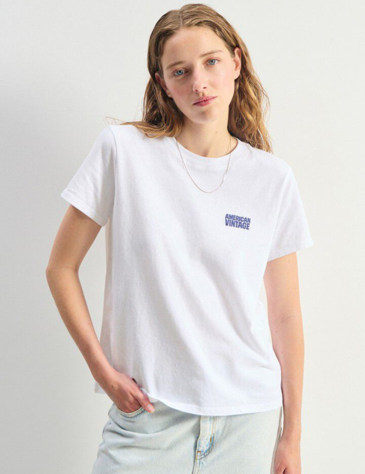 American Vintage T-Shirt Femme Manches Courtes Ykobow Blanc - 2