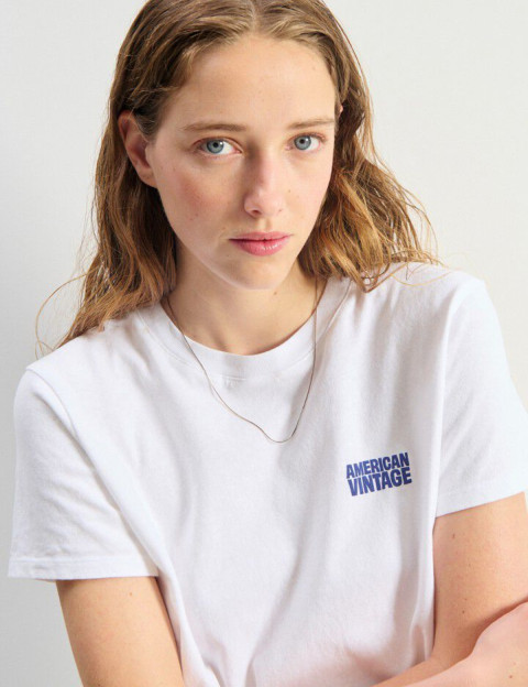 American Vintage T-Shirt Femme Manches Courtes Ykobow Blanc - 4