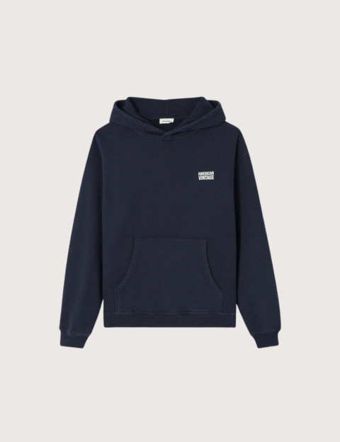 American Vintage Sweat Homme Capuche Plizzy Marine Vintage