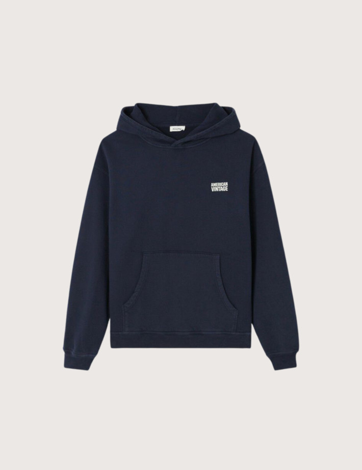 American Vintage Sweat Homme Capuche Plizzy Marine Vintage