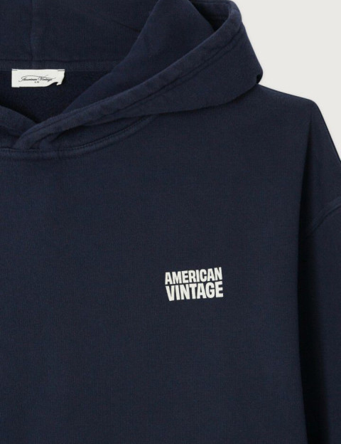American Vintage Sweat Homme Capuche Plizzy Marine Vintage - 2
