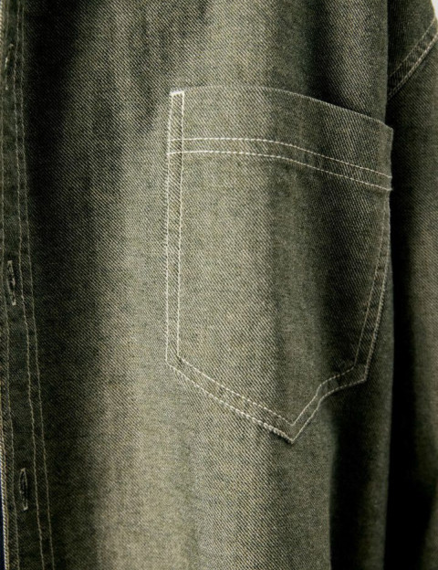 American Vintage Chemise Manches Longues Homme Lofway Stone Kaki - 4