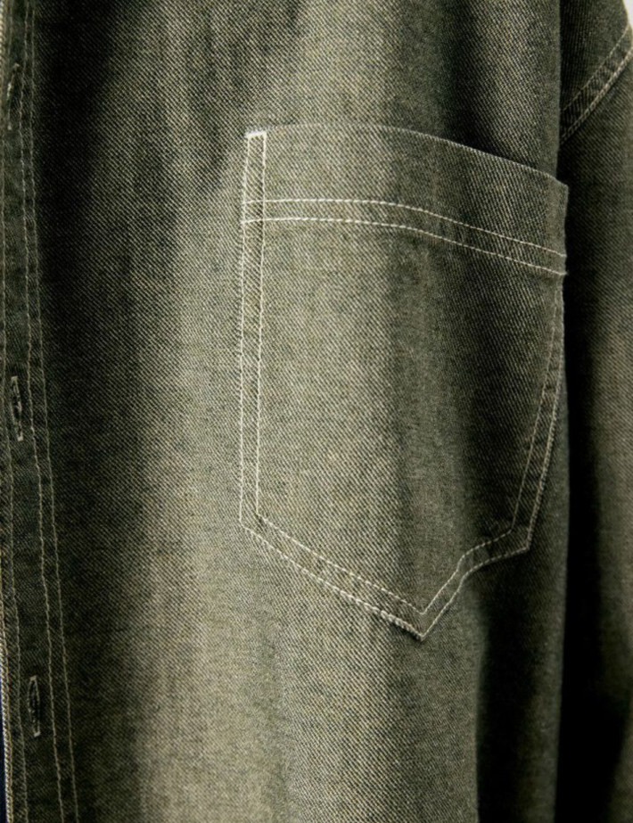 American Vintage Chemise Manches Longues Homme Lofway Stone Kaki - 4