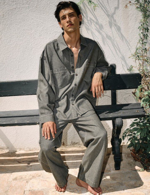 American Vintage Chemise Manches Longues Homme Lofway Stone Kaki - 9
