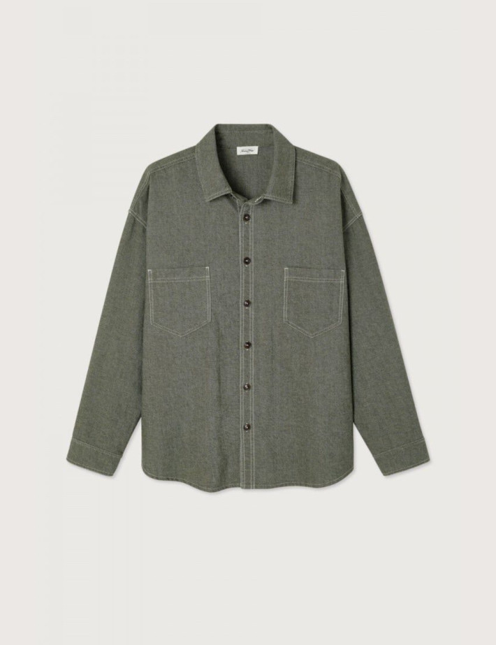 American Vintage Chemise Manches Longues Homme Lofway Stone Kaki