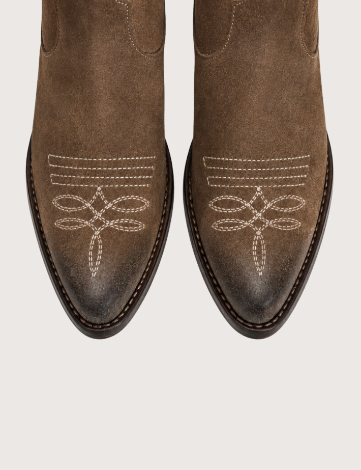 Bottines Santiags Courtes Camoscio K2/01 Marron