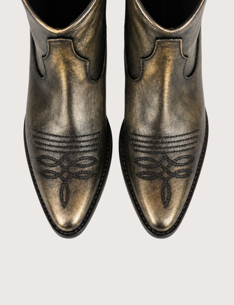 History541 Bottines Santiags Courtes K2/01 Cuir Finition Doré