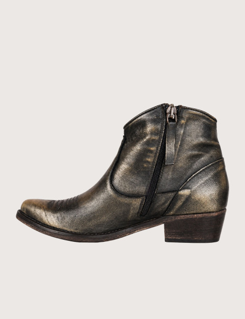 History541 Bottines Santiags Courtes K2/01 Cuir Finition Doré - 2