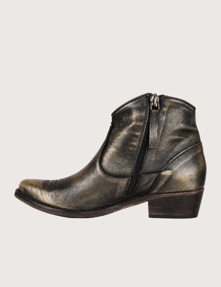 History541 Bottines Santiags Courtes K2/01 Cuir Finition Doré - 2