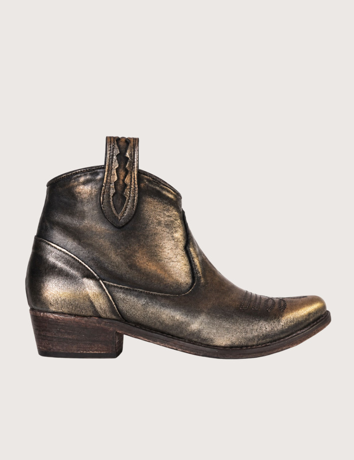 History541 Bottines Santiags Courtes K2/01 Cuir Finition Doré - 3