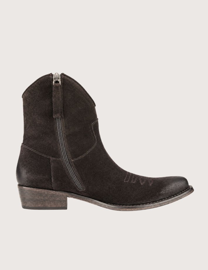 Bottines Santiags Basses Camoscio Daim K2/26L Marron Foncé