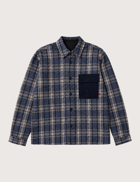 MOS MOSH Chemise Homme Wilson à Carreaux Vintage Indigo