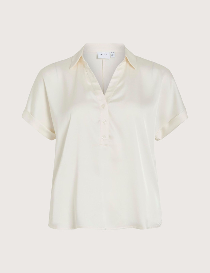 Vila Haut Femme Manches Courtes Enna Beige - 4