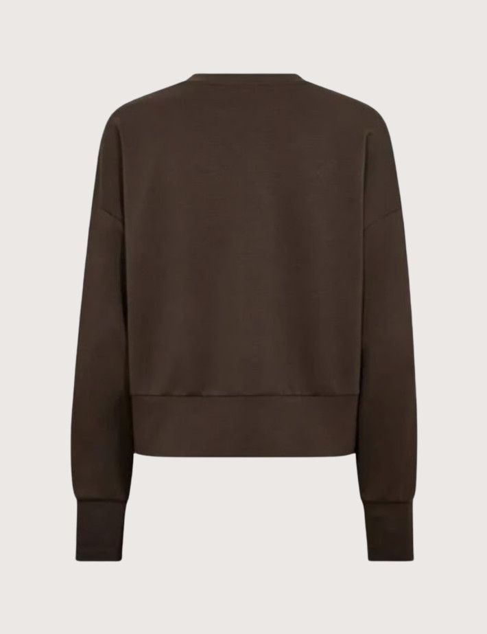 MOS MOSH Sweat Femme Col Rond Nima O-LS Marron - 2