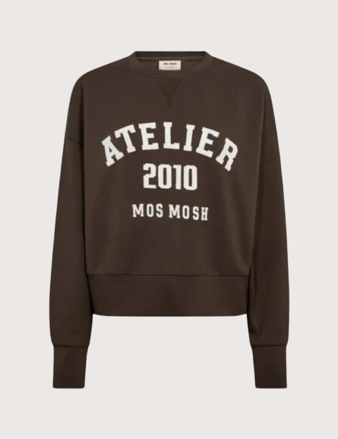 MOS MOSH Sweat Femme Col Rond Nima O-LS Marron
