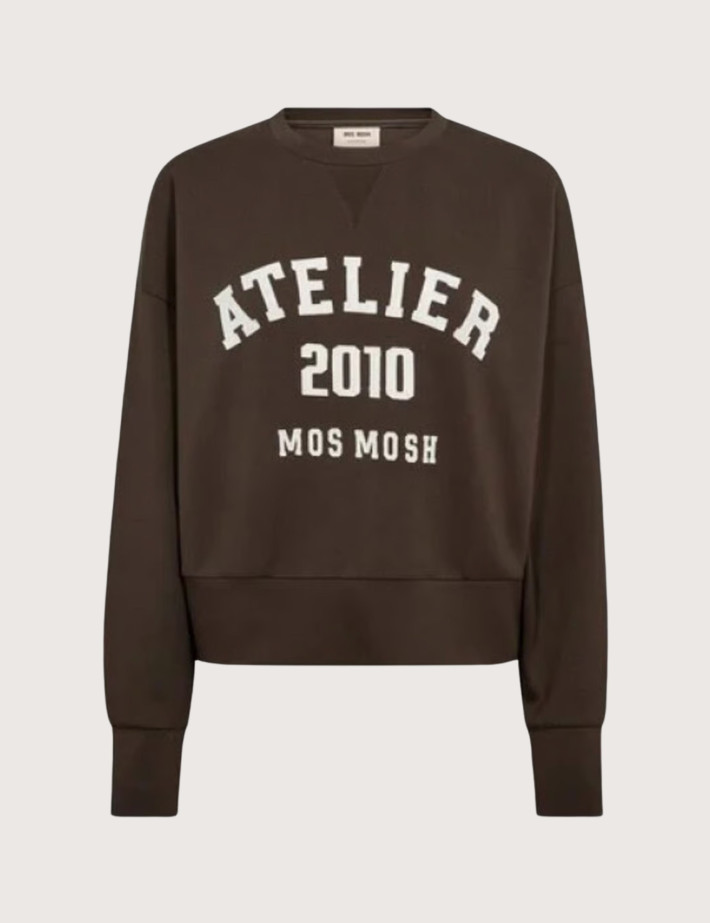 MOS MOSH Sweat Femme Col Rond Nima O-LS Marron