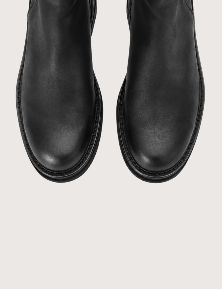 Bottines Femme Zip Arrière en Cuir Noir
