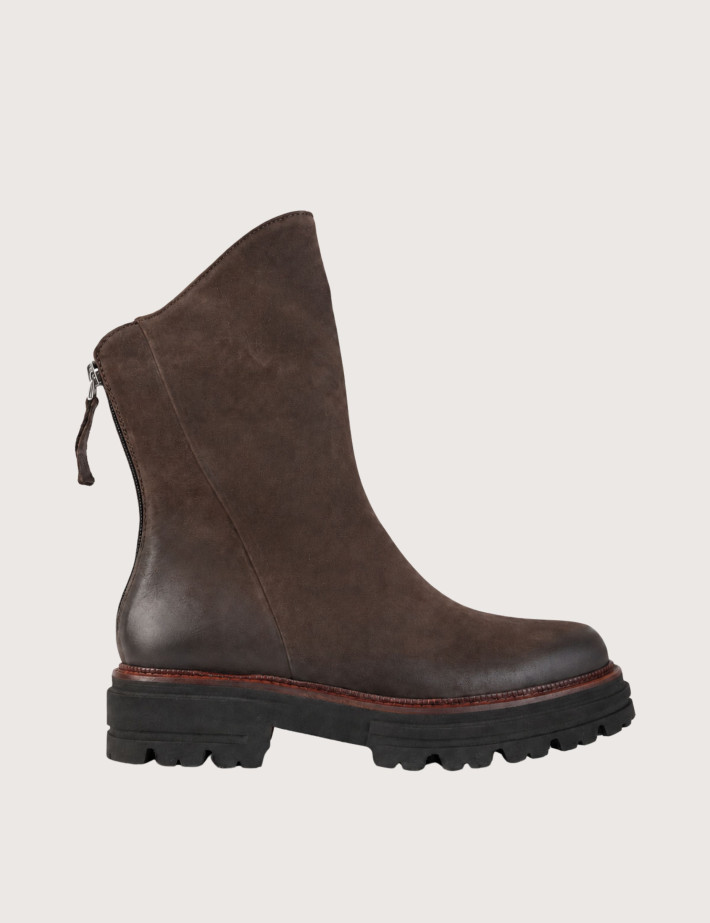 Mat 20 Bottines Femme Zip Arrière en Cuir Marron