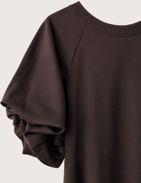 IMPERIAL Robe Courte Trapèze Manches Ballon Satin Marron - 2