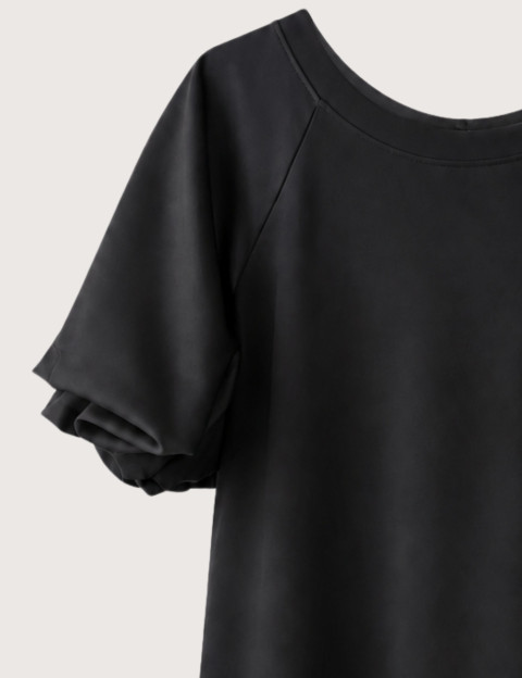 IMPERIAL Robe Courte Trapèze Manches Ballon Satin Noir - 2