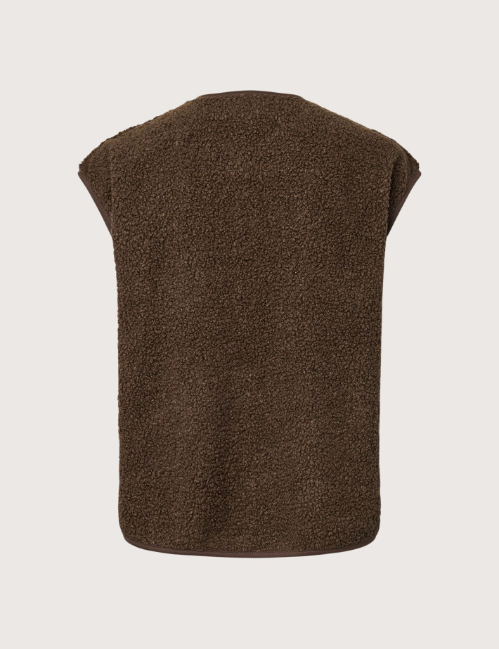PIECES Gilet Femme Sans Manches Katty Teddy Noos Gris - 3