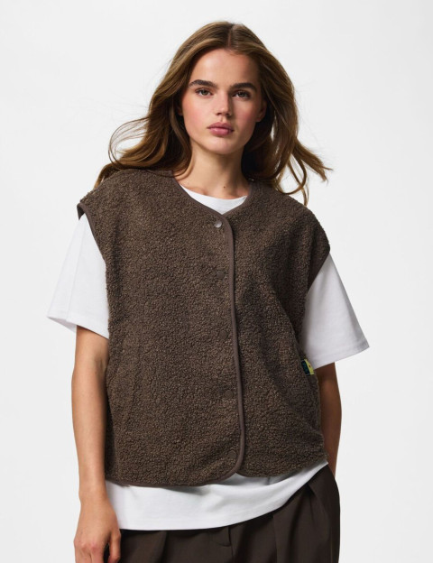 PIECES Gilet Femme Sans Manches Katty Teddy Noos Gris - 2