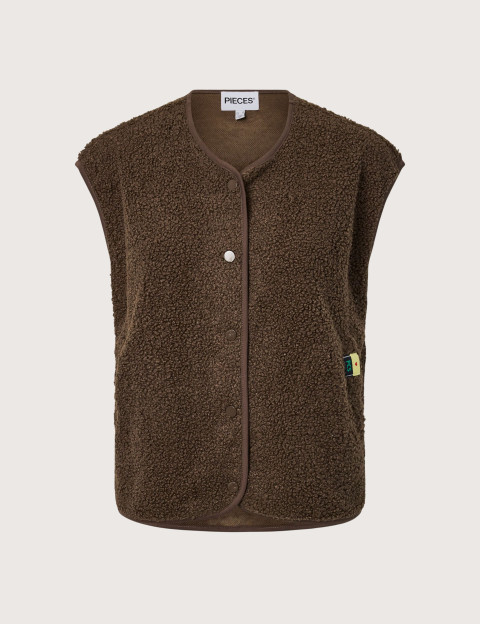 PIECES Gilet Femme Sans Manches Katty Teddy Noos Gris