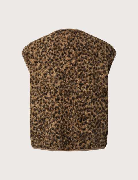PIECES Gilet Femme Sans Manches Katty Teddy Noos Taupe Léopard - 3