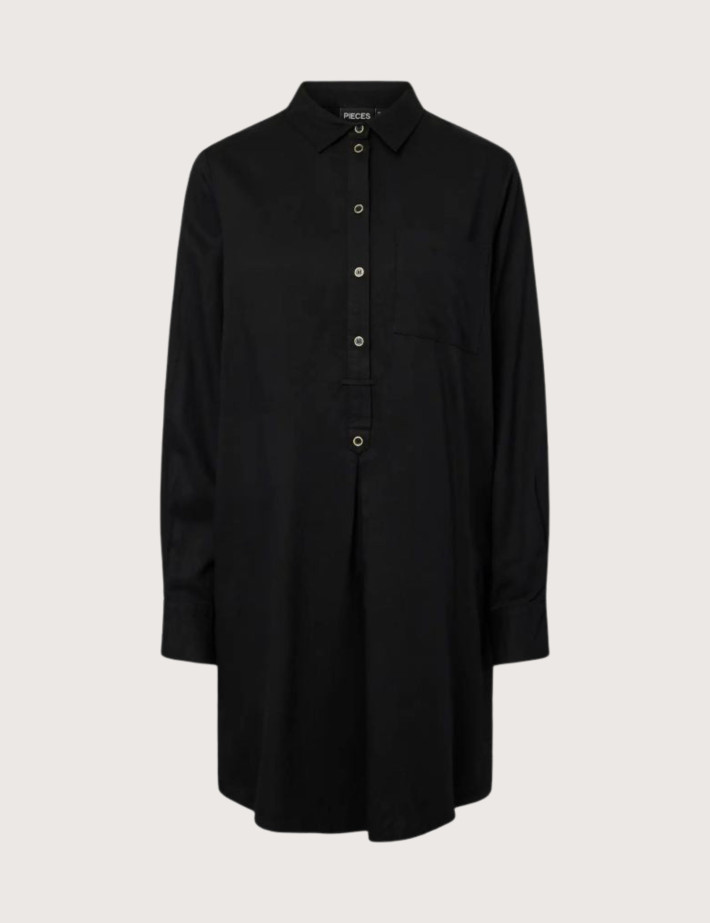 PIECES Robe Manches Longues Alora Noir Bords Dorés